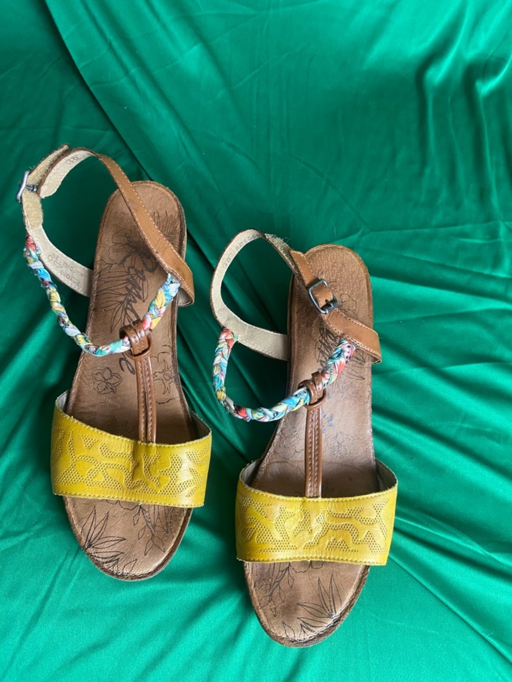 Remonte Yellow Front-strap Sandals with Multicolor Braided Ankle size 9
